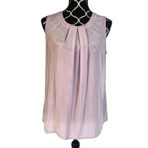 Talbots Pink Washable Silk Semi Sheer Sleeveless Tank Blouse Size 10